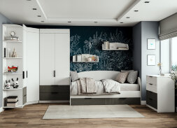 Модульная детская Лавис, Белый / Графит софт