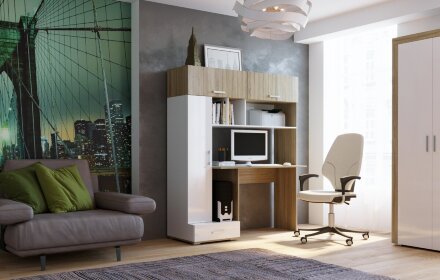 Стол ПКС-1, Сонома-Белый глянец  